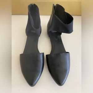 EILEEN FISHER Black Mesh Ankle Strap Flats